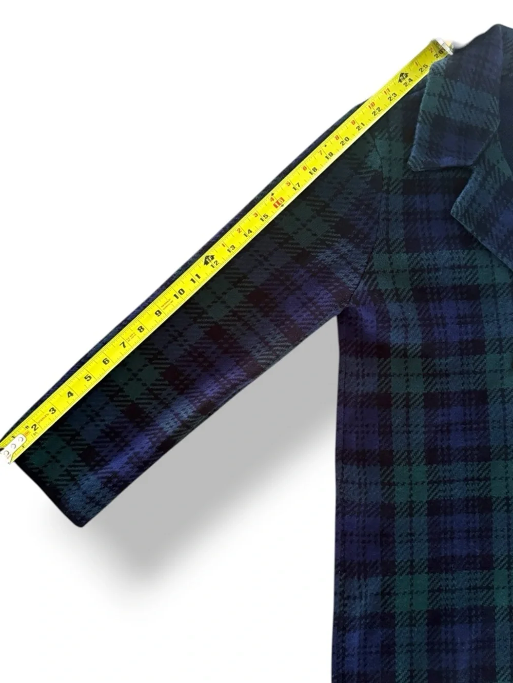 Vintage Anne Klein Blue Green Plaid Double Breasted Cardigan Jacket Medium